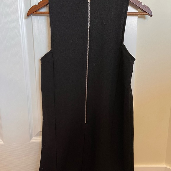 Black Mod Mini Dress with Silver Zipper Detailing, Size Small - Picture 3 of 6